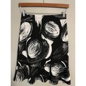 Jonden Skirt Womens Medium Black White Abstract Print Flounce Hem Y2K READ